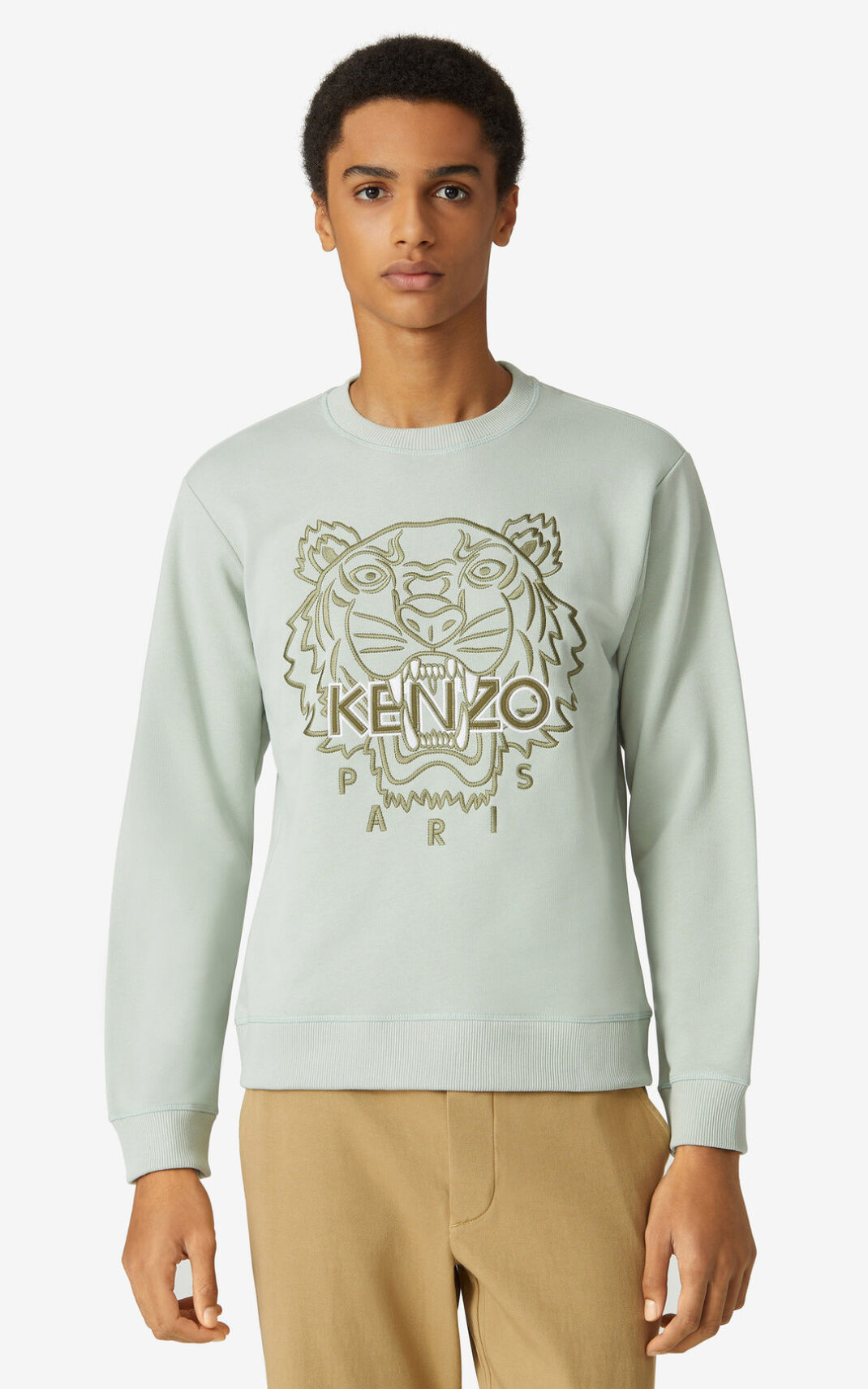 Sweat Kenzo Homme Tiger Vert Olive Vert LNHGK-2386